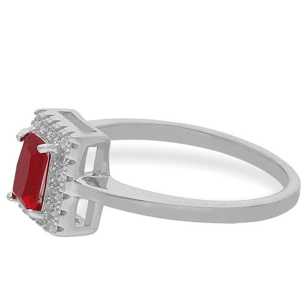 Sterling Silver 925 Red Solitaire Ring - FKJRNSL2484