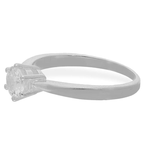 Sterling Silver 925 Round Shaped Solitaire Ring - FKJRNSL2495