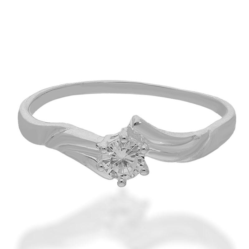 Sterling Silver 925 Round Shaped Solitaire Ring - FKJRNSL2499