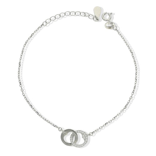 Sterling Silver 925 Round Shaped Twin Hearts Bracelet - FKJBRLSL2335