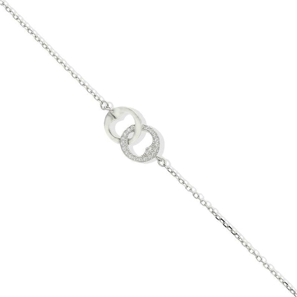 Sterling Silver 925 Round Shaped Twin Hearts Bracelet - FKJBRLSL2335