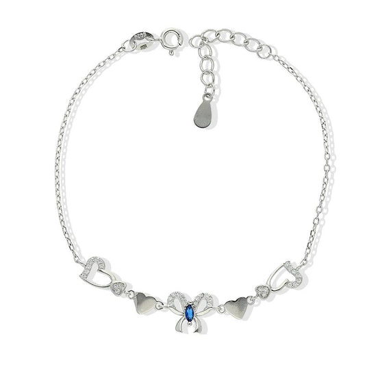 Sterling Silver 925 Butterfly and Heart Bracelet - FKJBRLSL2329