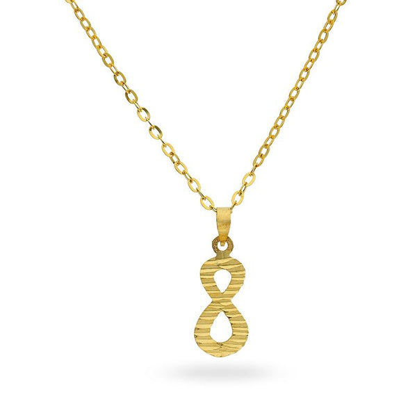 Gold Infinity Shaped Pendant Set (Necklace, Earrings and Ring) 18KT - FKJNKLST18K2169