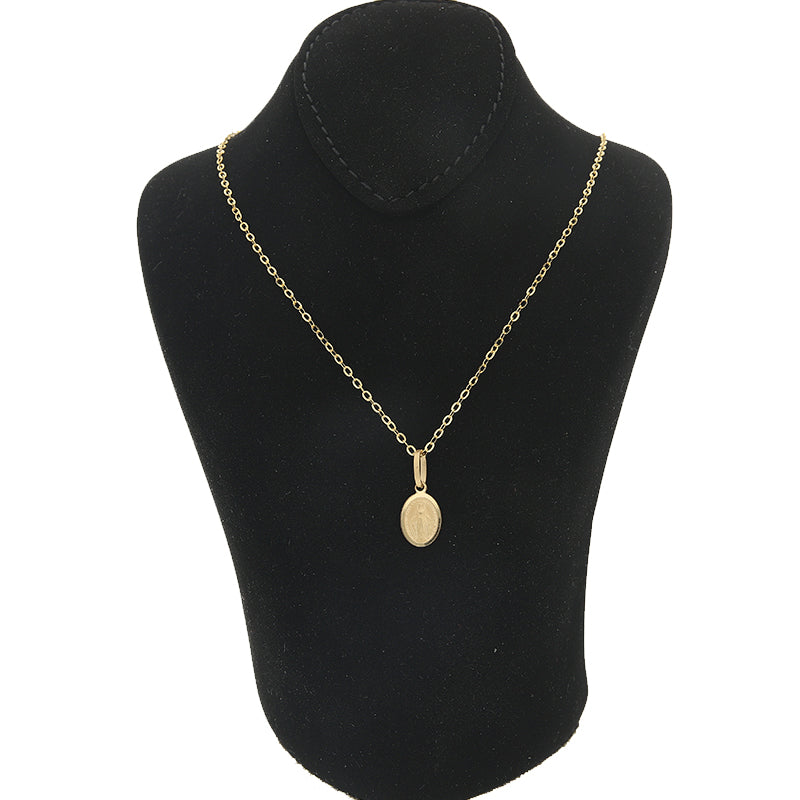 Gold Necklace (Chain with Mother Mary Pendant) 18KT - FKJNKL18KU1003