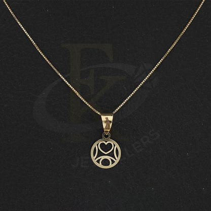 Gold Necklace (Chain with Round Shaped Heart Pendant) 18KT - FKJNKL18K2298