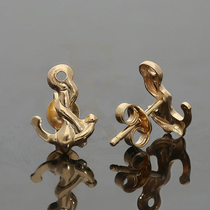 Gold Anchor Shaped Stud Earrings 18KT - FKJERN18K2234