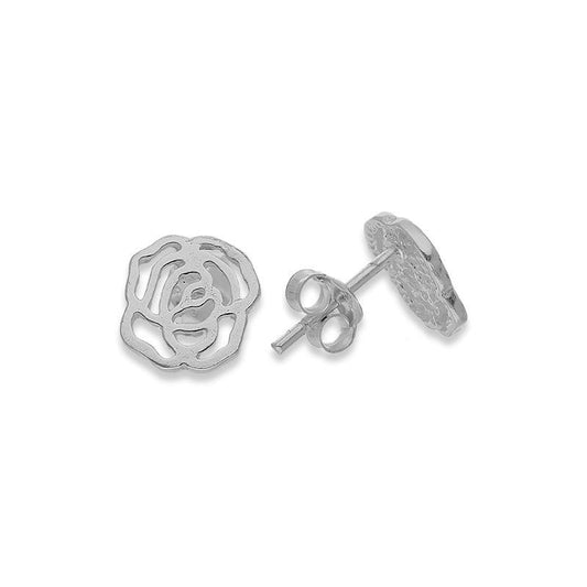 Italian Silver 925 Rose Flower Shaped Earrings - Fkjernsl2259