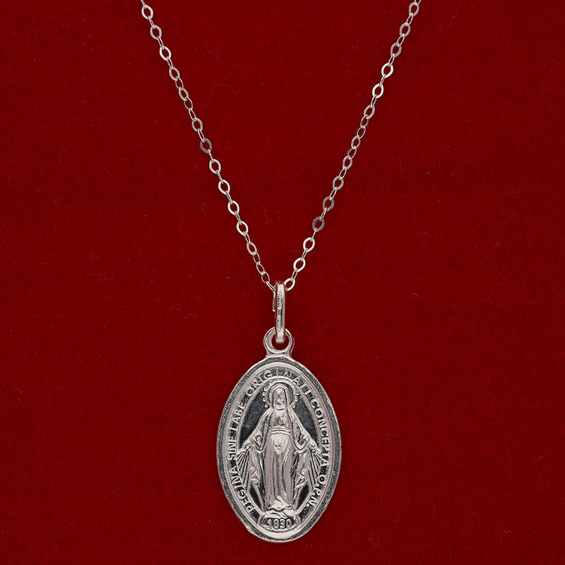 عقد من الفضة الإسترليني ٩٢٥ (سلسلة مع قلادة مريم الأم) - FKJNKLSLU925