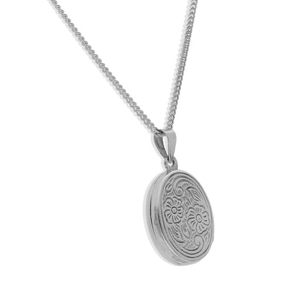 Sterling Silver 925 Necklace (Chain with Oval Shaped Amulet Locket Pendant) - FKJNKLSL2337