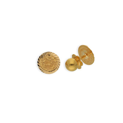 Gold Coin Shaped Stud Earrings 21KT - FKJERN21K2273