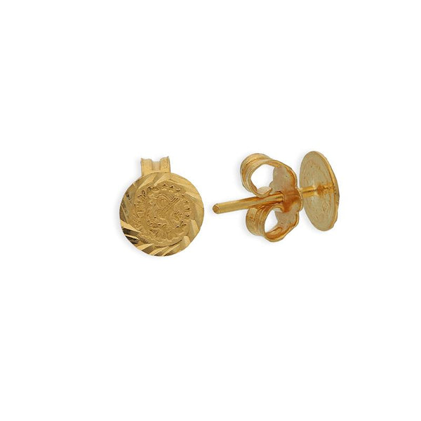 Gold Coin Shaped Stud Earrings 21KT - FKJERN21K2275