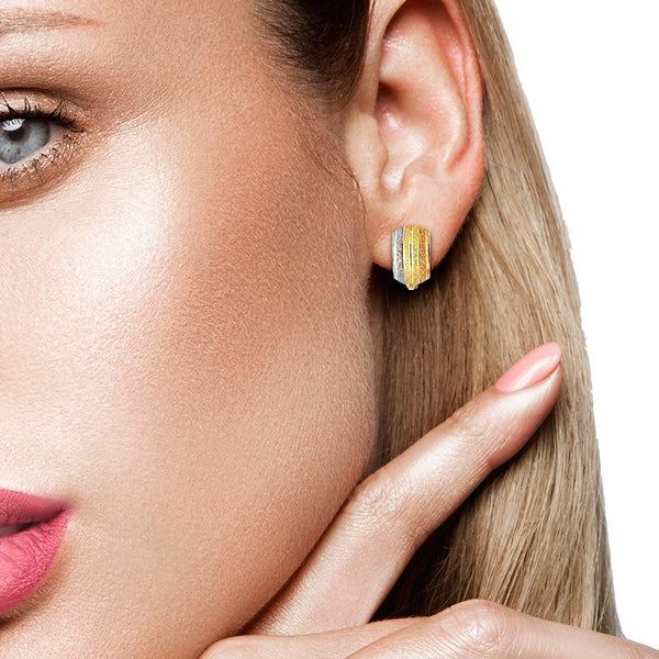 Gold Tri-Tone Clip Earrings 18KT - FKJERN18K2283