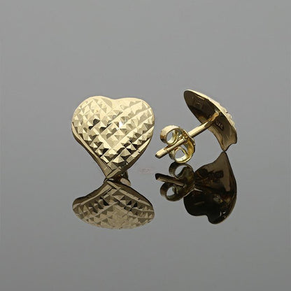 Gold Heart Shaped Stud Earrings 18KT - FKJERN18K2296