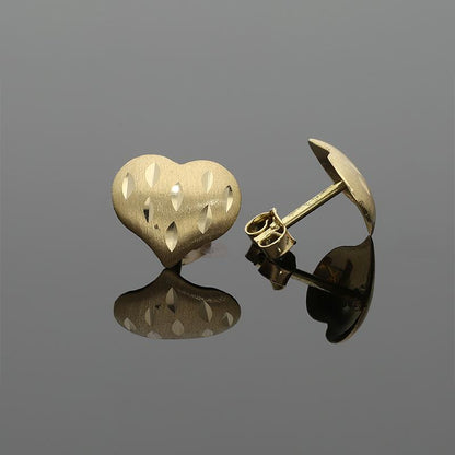 Gold Heart Shaped Stud Earrings 18KT - FKJERN18K2297