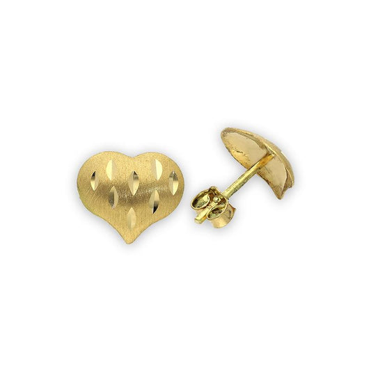 Gold Heart Shaped Stud Earrings 18KT - FKJERN18K2297