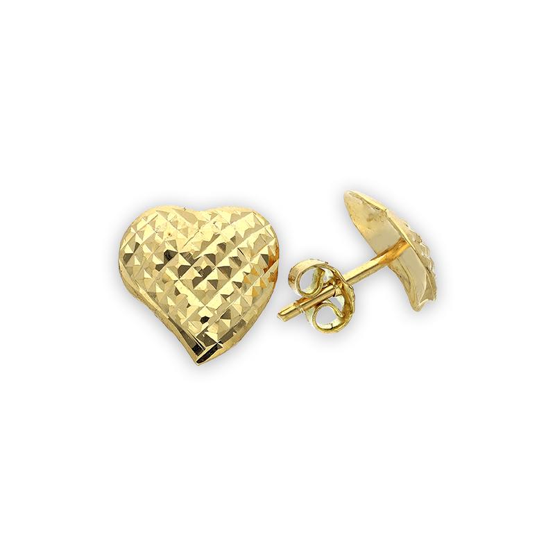 Gold Heart Shaped Stud Earrings 18KT - FKJERN18K2296