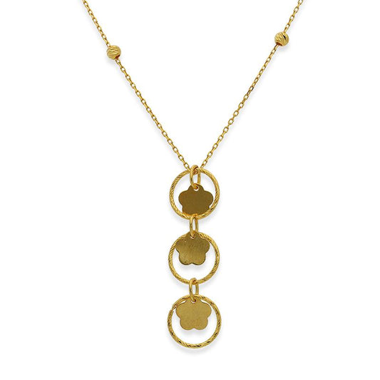 Gold Round Flowers Necklace 21KT - FKJNKL21K2385