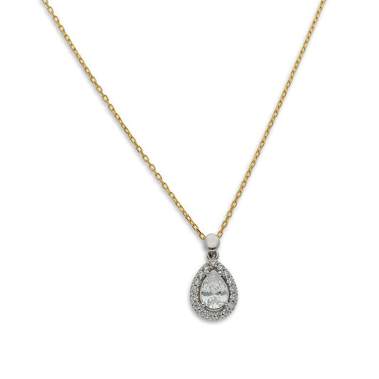 Gold Pear Shaped Solitaire Necklace 21KT - FKJNKL21K2387