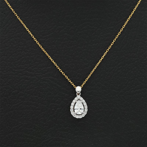 Gold Pear Shaped Solitaire Necklace 21KT - FKJNKL21K2387