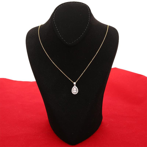 Gold Pear Shaped Solitaire Necklace 21KT - FKJNKL21K2387