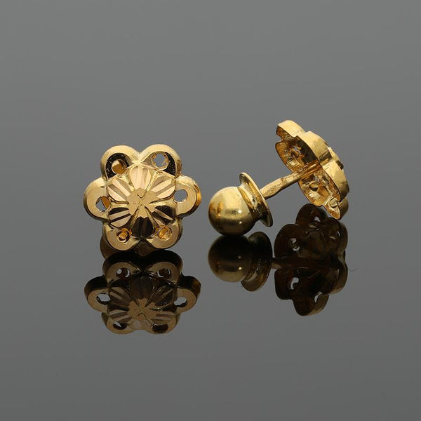 Gold Flower Stud Earrings 21KT - FKJERN21K2426