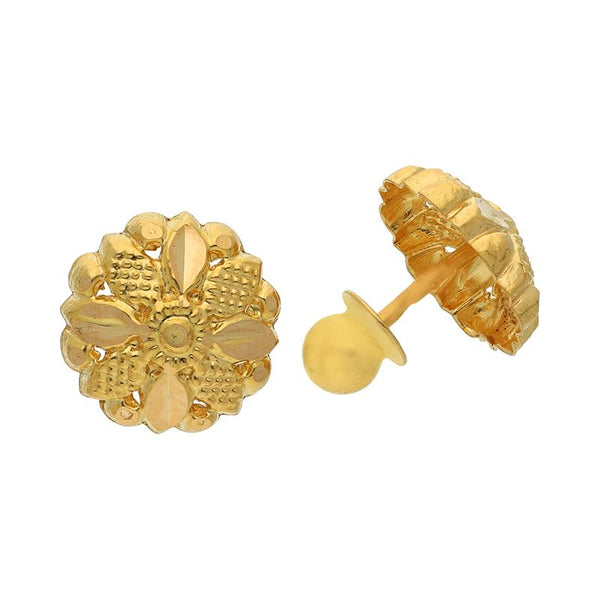 Gold Flower Stud Earrings 21KT - FKJERN21K2427