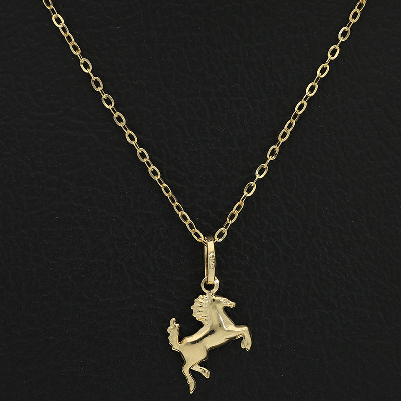 Gold Necklace (Chain with Horse Pendant) 18KT - FKJNKL18KU1100