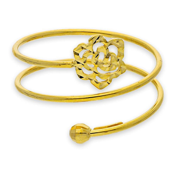 Gold Spiral Ring with Flower 18KT - FKJRN18K2891