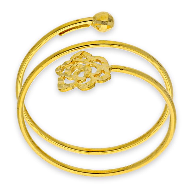 14K Yellow Gold Diamond Spiral Ring