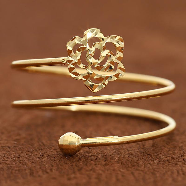 Gold Spiral Ring with Flower 18KT - FKJRN18K2891