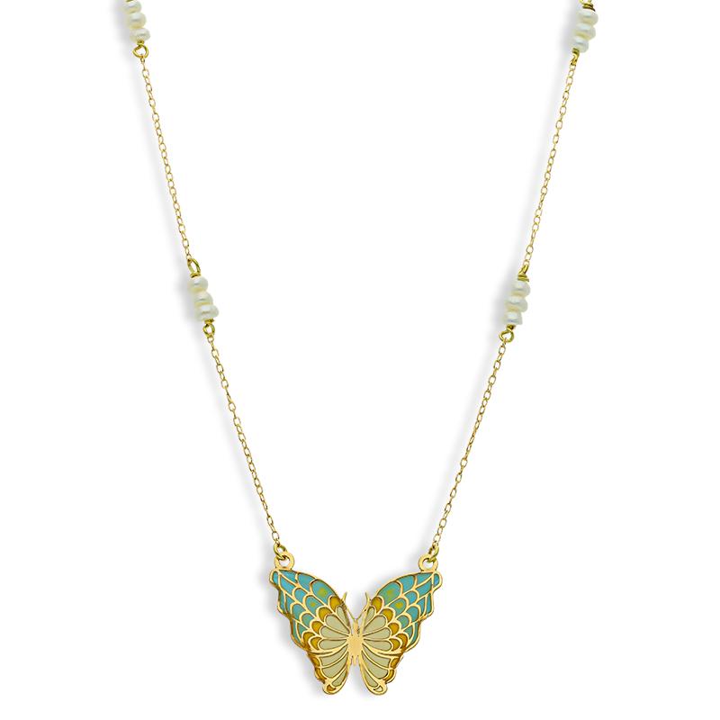 Gold Butterfly Necklace 18KT - FKJNKL18K2546