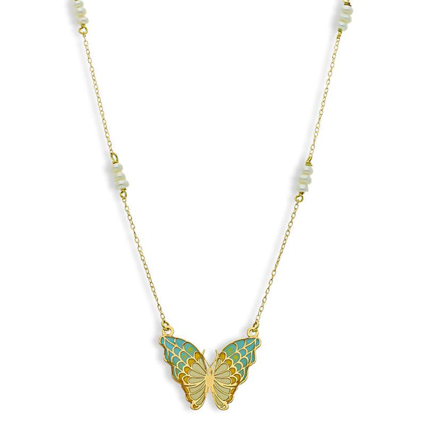 Gold Butterfly Necklace 18KT - FKJNKL18K2546