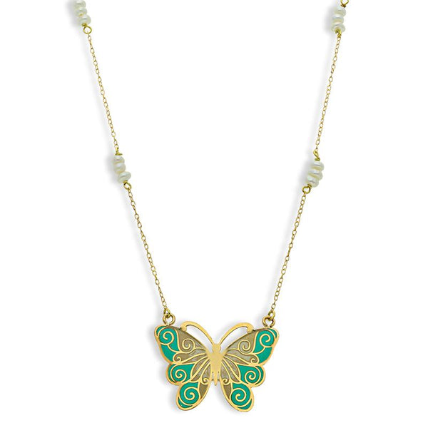 Gold Butterfly Necklace 18KT - FKJNKL18K2550