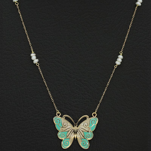 Gold Butterfly Necklace 18KT - FKJNKL18K2550