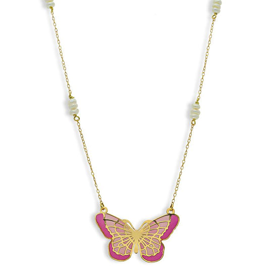 Gold Butterfly Necklace 18KT - FKJNKL18K2552