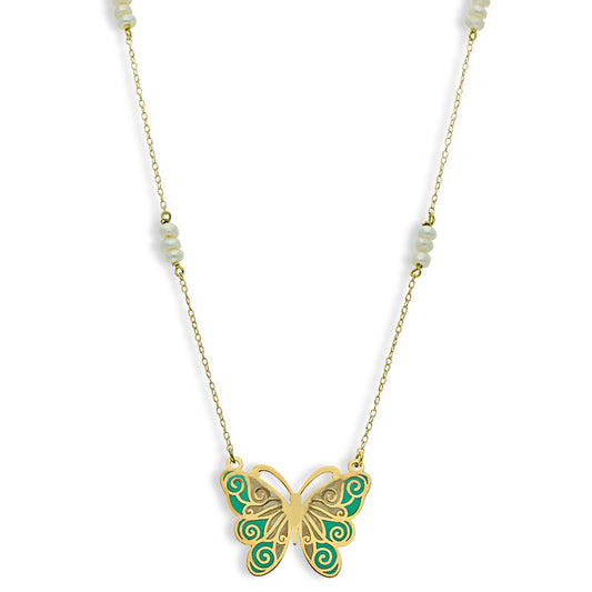 Gold Butterfly Necklace 18KT - FKJNKL18K2555