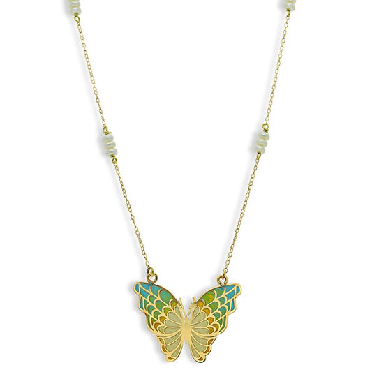 Gold Butterfly Necklace 18KT - FKJNKL18K2556