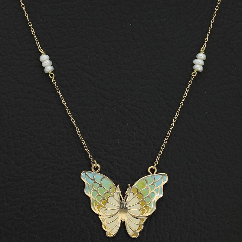 Gold Butterfly Necklace 18KT - FKJNKL18K2556