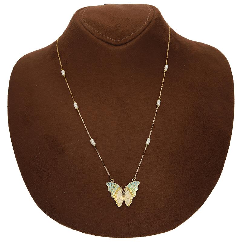 Gold Butterfly Necklace 18KT - FKJNKL18K2556