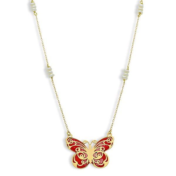 Gold Butterfly Necklace 18KT - FKJNKL18K2545