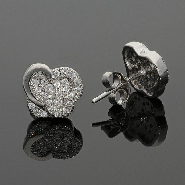 Sterling Silver 925 Twisted Heart Stud Earrings - FKJERNSL2473