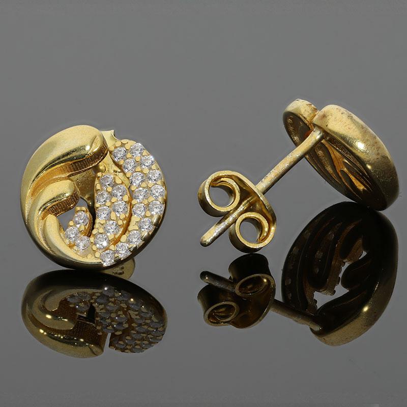Sterling Silver 925 Gold Plated Stud Earrings - FKJERNSL2496