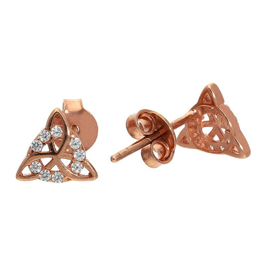 Sterling Silver 925 Rose Gold Plated Flower Stud Earrings - FKJERNSL2489