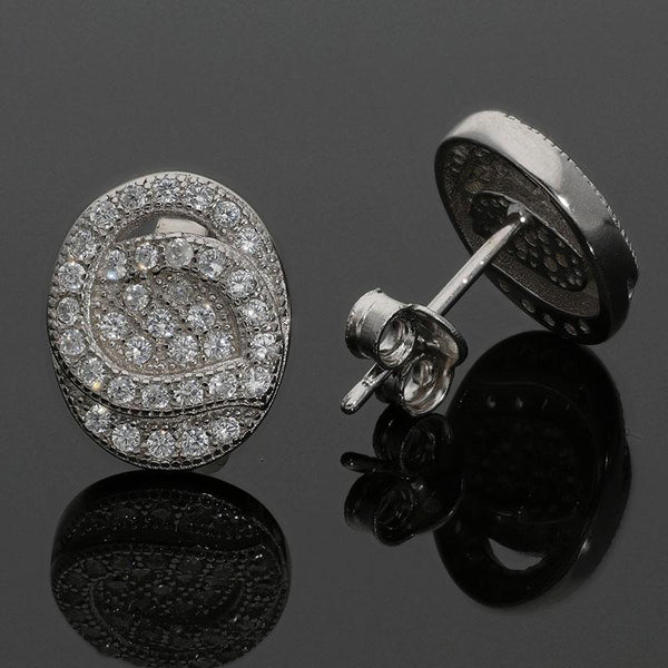 Sterling Silver 925 Oval Shaped Stud Earrings - FKJERNSL2511