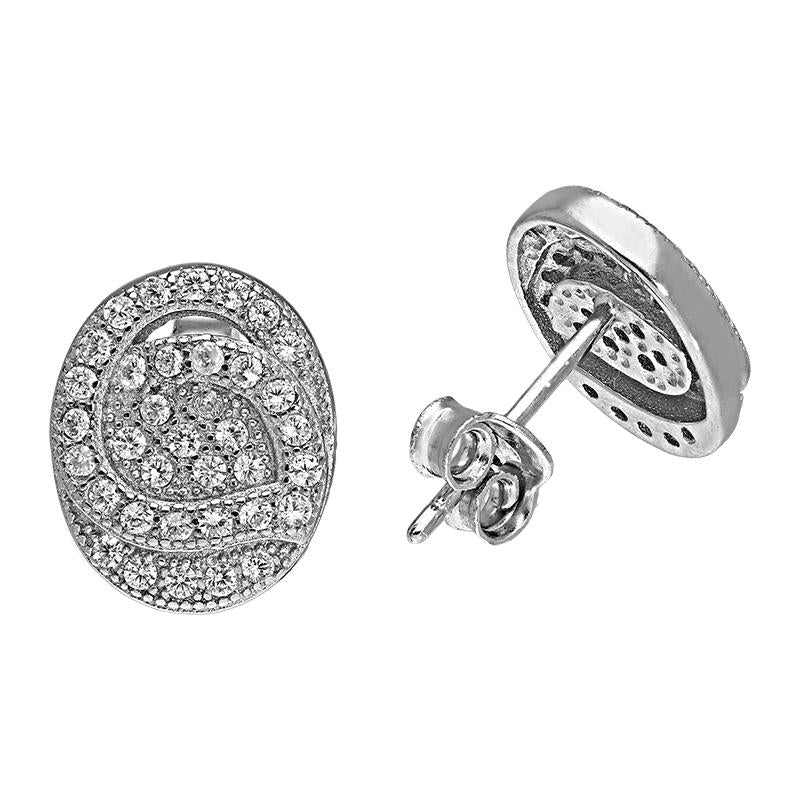 أقراط فضة إسترليني عيار ٩٢٥ بشكل بيضاوي - FKJERNSL925