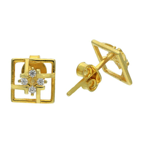 Sterling Silver 925 Gold Plated Stud Earrings - FKJERNSL2497