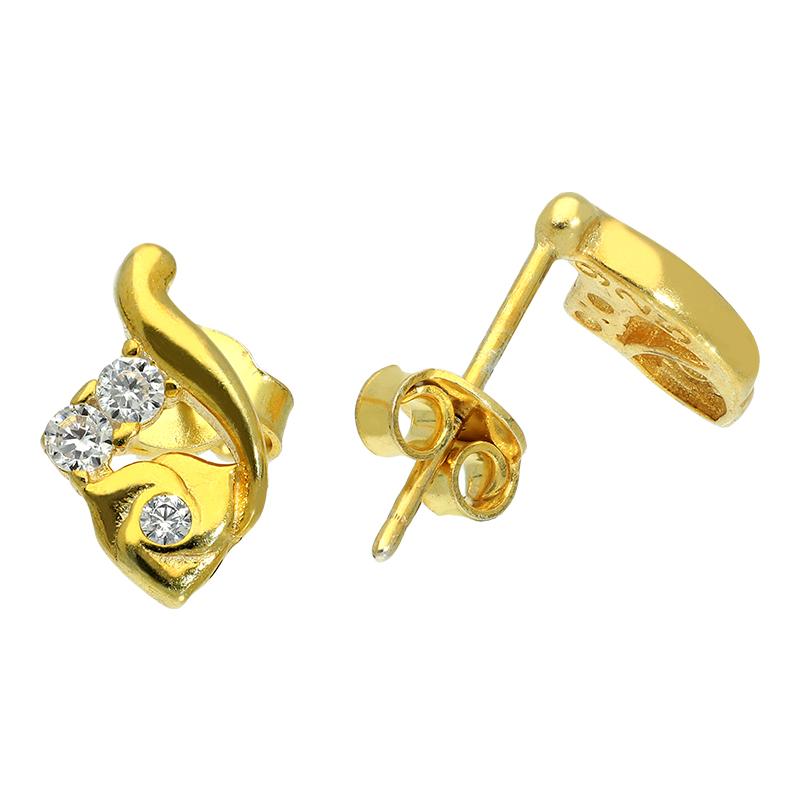Sterling Silver 925 Gold Plated Stud Earrings - FKJERNSL2528