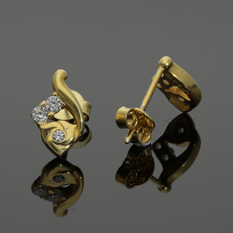 Sterling Silver 925 Gold Plated Stud Earrings - FKJERNSL2528