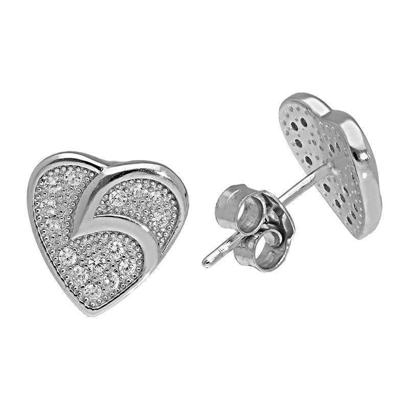 أقراط فضة إسترليني عيار ٩٢٥ على شكل قلب - FKJERNSL925