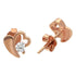 Sterling Silver 925 Rose Gold Plated Heart Solitaire Stud Earrings - FKJERNSL2524